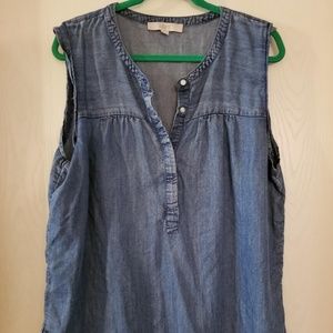 LOFT Sleeveless Chambray Blouse